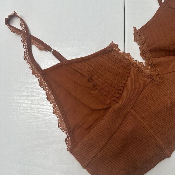 Free People Intimately Bralet Top Size XS Rust Brown Strappy Cami Cropped Bodice - Picture 5 of 9